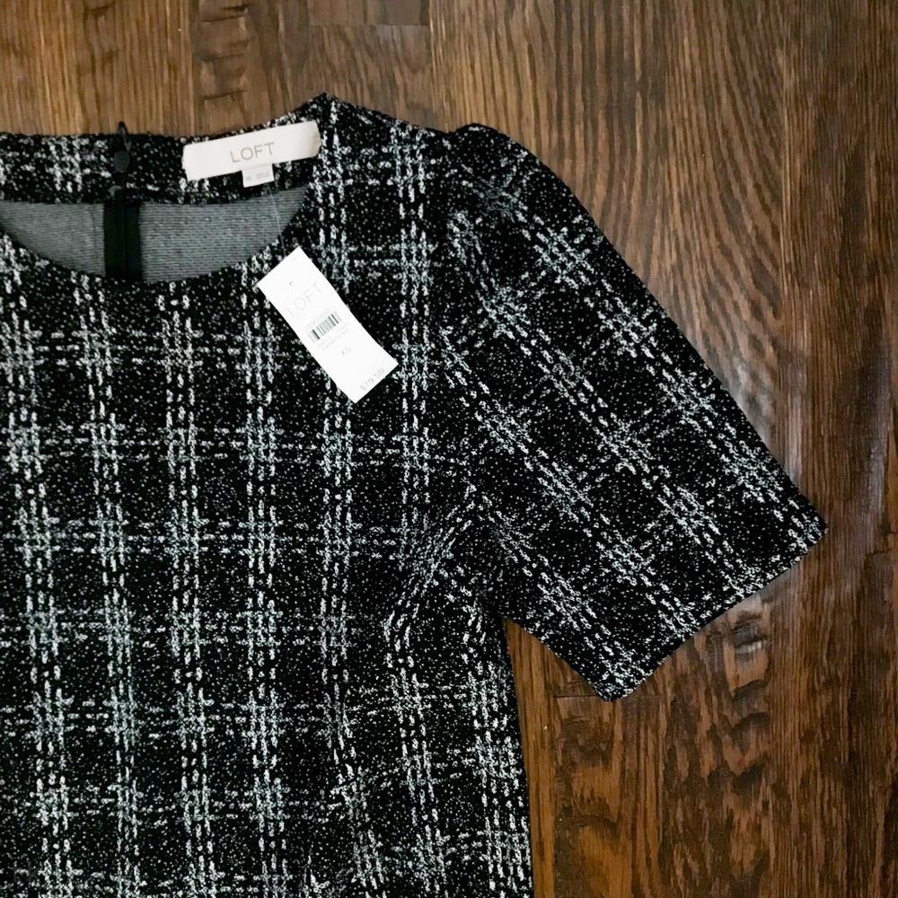 NWT Loft | Plaid Knit Flounce Dress - Picture 3 of 6